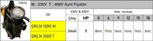 VORTEX GRLN1000 1 HP 220v Ön Filtresi Büyük Havuz Pompaları - Süper Sessiz - 2
