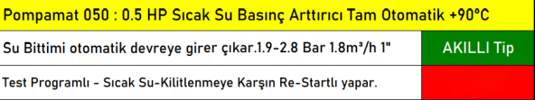 VORTEX Pompamat 050 0.5 HP Kendinden Hidromatlı Sıcak Su Hidroforu Güneş Enerjisi Pompası - Resim 2