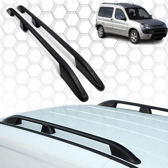 Peugeot Partner (2008-2018) - Tavan Çıtası - Elegance - (2 Parça Aluminyum) - (MİNİ VAN-ABS Ayak-Siyah)