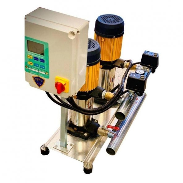 VORTEX VKP VD 16-12 2x Pompalı 5.5 HP 380v Noryl Fanlı Dikey Milli Kaplinli Dreambox Panolu Paket Hidrofor