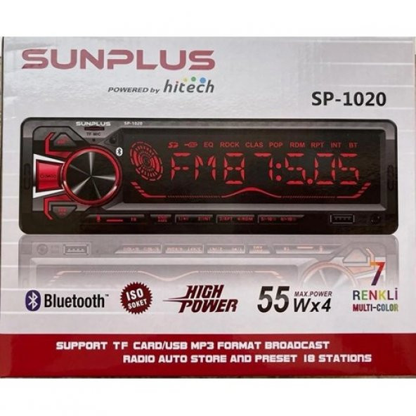 Sunplus SP-1020 4X55 Watt Bluetooth /usb/sd/radyo Oto Teyp 10304