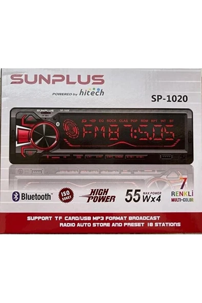 Sunplus SP-1020 4X55 Watt Bluetooth /usb/sd/radyo Oto Teyp 10304 - 1