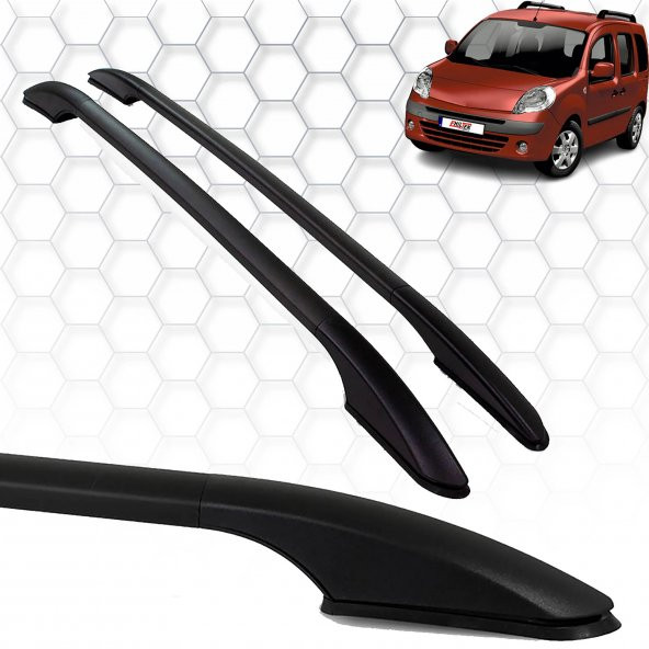 Renault Kangoo (2008+) - Tavan Çıtası - Solid - (2 Parça Aluminyum) - (Mini Van-Lav-Uzun Şase L2-Siyah)
