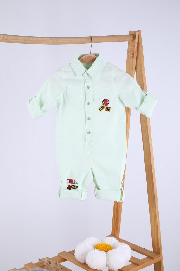 Babyhola Bayramlık Kot Kumaş Kız Erkek Bebek Tulum 12304 - 2