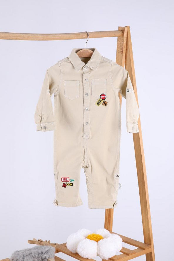 Babyhola Bayramlık Kot Kumaş Kız Erkek Bebek Tulum 12304 - 4