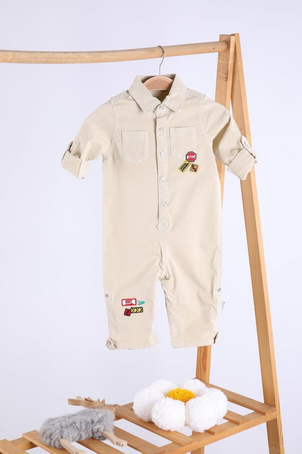 Babyhola Bayramlık Kot Kumaş Kız Erkek Bebek Tulum 12304 - 5