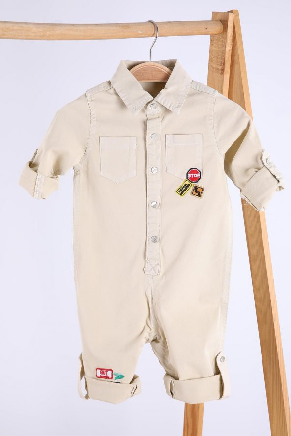 Babyhola Bayramlık Kot Kumaş Kız Erkek Bebek Tulum 12304 - 6