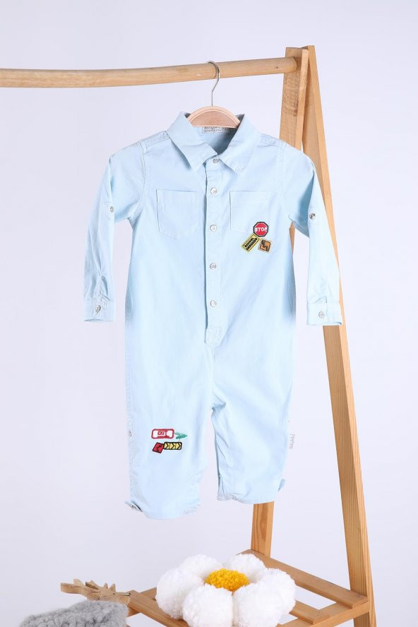 Babyhola Bayramlık Kot Kumaş Kız Erkek Bebek Tulum 12304 - 7