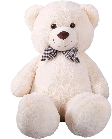 Oyuncak 80 Cm Papyonlu Peluş Ayıcık- İthal Kumaş - Premium Koleksiyon Hediyelik Ayı (% 100 YERLİ) - 5