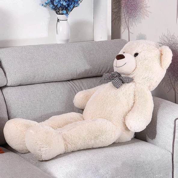 Oyuncak 80 Cm Papyonlu Peluş Ayıcık- İthal Kumaş - Premium Koleksiyon Hediyelik Ayı (% 100 YERLİ) - 8