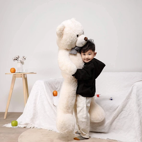 Oyuncak 80 Cm Papyonlu Peluş Ayıcık- İthal Kumaş - Premium Koleksiyon Hediyelik Ayı (% 100 YERLİ) - 6