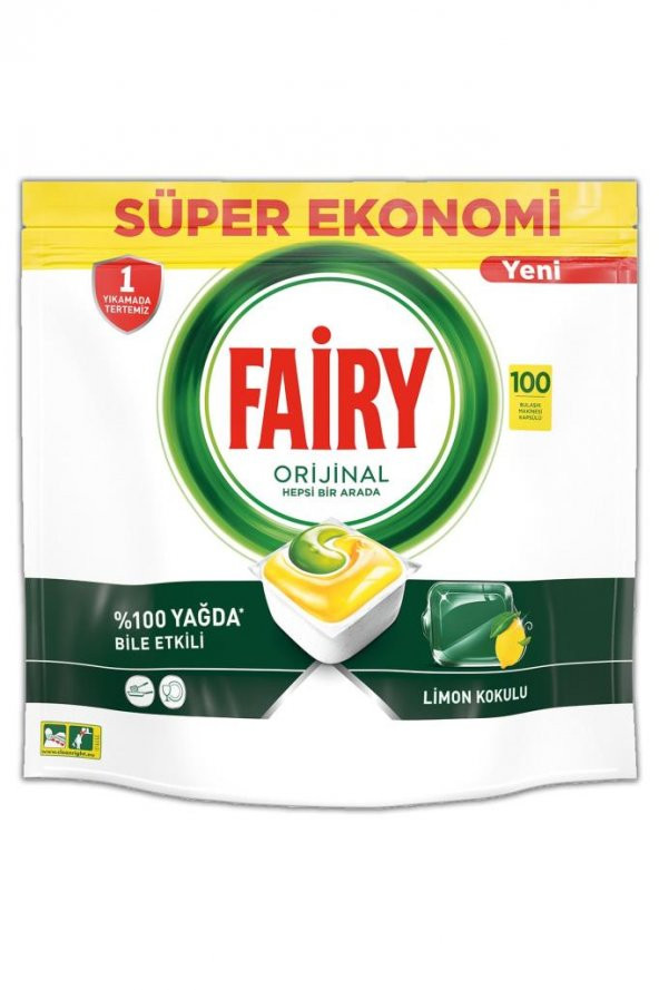 Fairy Hepsi Bir Arada 100 Yıkama Bulaşık Makinesi Deterjanı Tableti / Kapsülü Limon Kokulu - 2