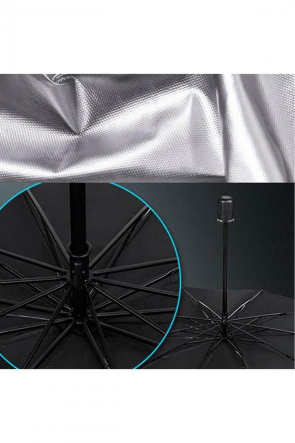 Araba Güneş Gölge Koruyucu Şemsiye Oto Ön Cam Güneşlik(145cm*79cm)-siyah,gri - 8