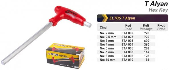 Eltos T Allen Anahtar Altı Köşe 8 mm - 3