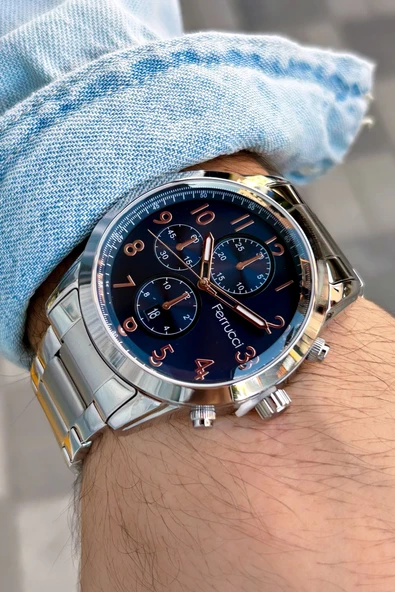 Ferrucci FCF11691TM.02 Takvimli Erkek Kol Saati 3 Atm Su Geçirmezlik - Resim 3