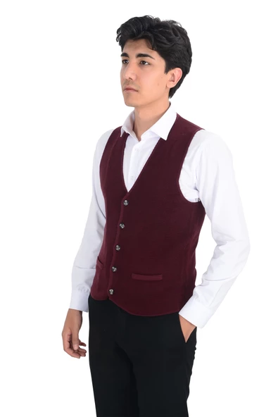 Cengiz İnler Düğmeli Erkek Triko Yelek - 6