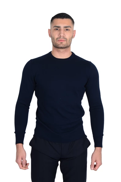 Cengiz İnler Sıfır Yaka Düz Slim Erkek Triko - 4