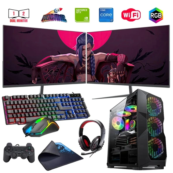 ROGAME RKT660551 INTEL i7 13700F 16GB 240SSD 1TB HDD 4GB GTX1650 Çift 24" Mon. (Gaming SET) ürün görseli