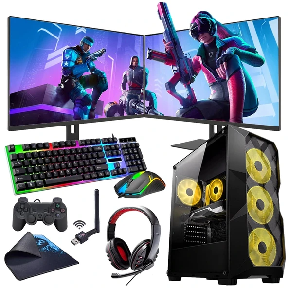 ROGAME RKT660523 INTEL i3 13100F 16GB 240SSD 1TB HDD 4GB GTX1650 Çift 24" Mon. (Gaming SET) ürün görseli