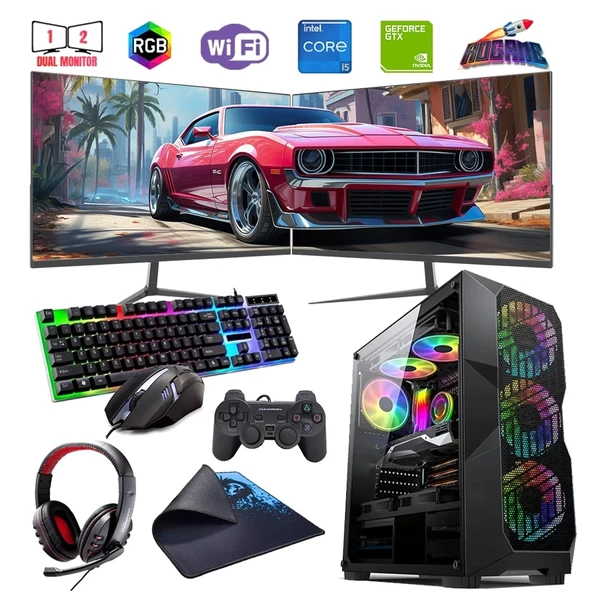 ROGAME RKT660498 INTEL I5 12400F 16GB 480SSD 4GB GTX1650 Çift 24" Monitörlü (Gaming SET)