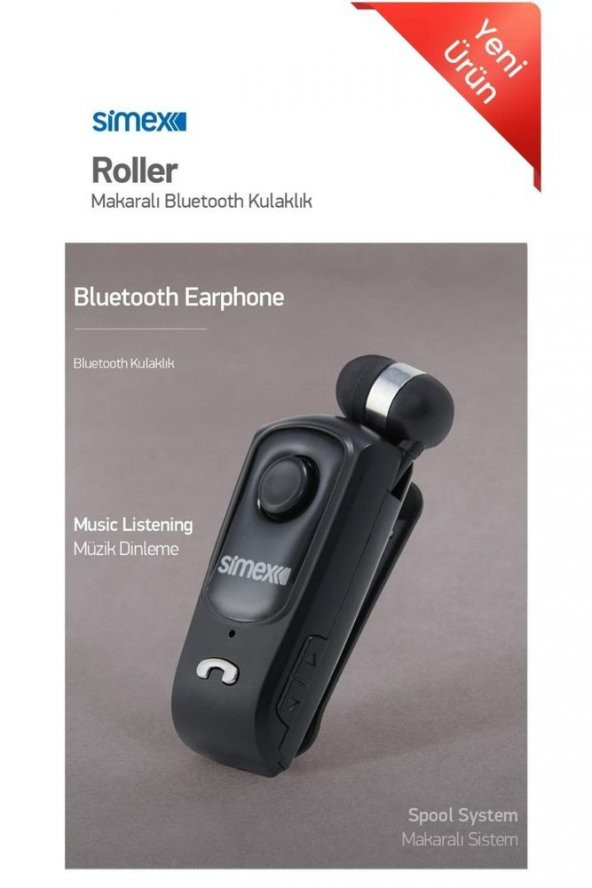 Simex Roller Bluetooth Makaralı Mikrofonlu Tekli Kulaklık SBK-04