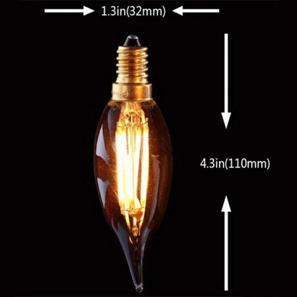 Cata 4 W Rustik LED Dekoratif Buji Ampul E-14 2700K Amber Rengi CT-4281 - 3