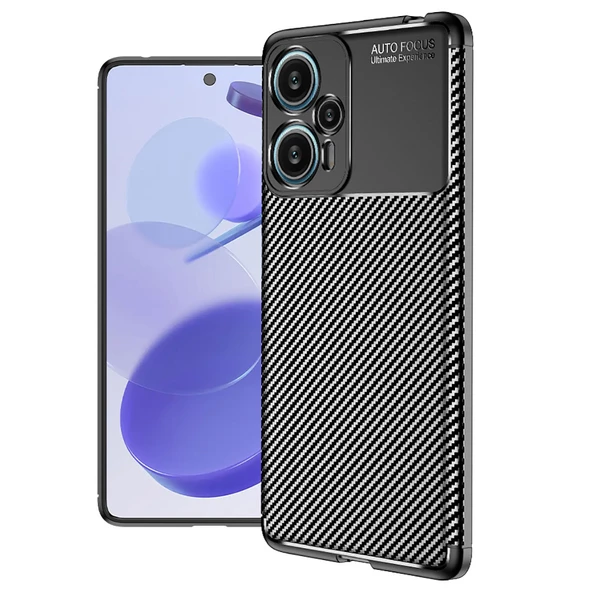 Xiaomi Poco F5 Kılıf Negro Karbon Tasarım Silikon Kılıf ürün görseli 1