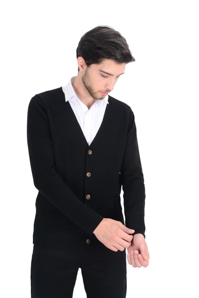 Cengiz İnler Cepli Düğmeli Erkek Triko Hırka - 8