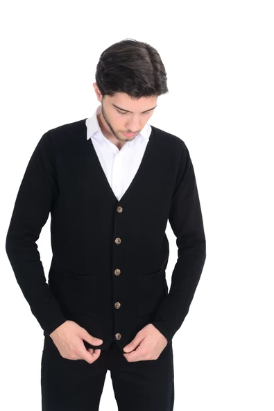 Cengiz İnler Cepli Düğmeli Erkek Triko Hırka - 6