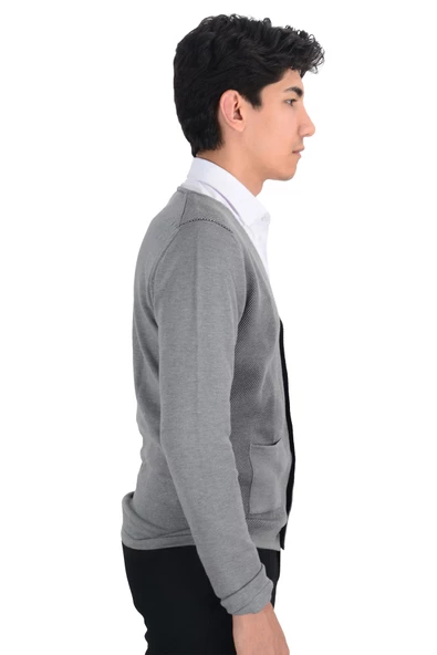 Cengiz İnler Cepli Düğmeli Erkek Triko Hırka - 11