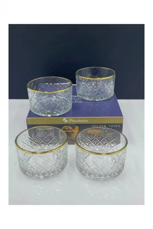 Paşabahçe timeless çok amaçlı kase çerezlik 4 lü yaldızlı 530040 - 2
