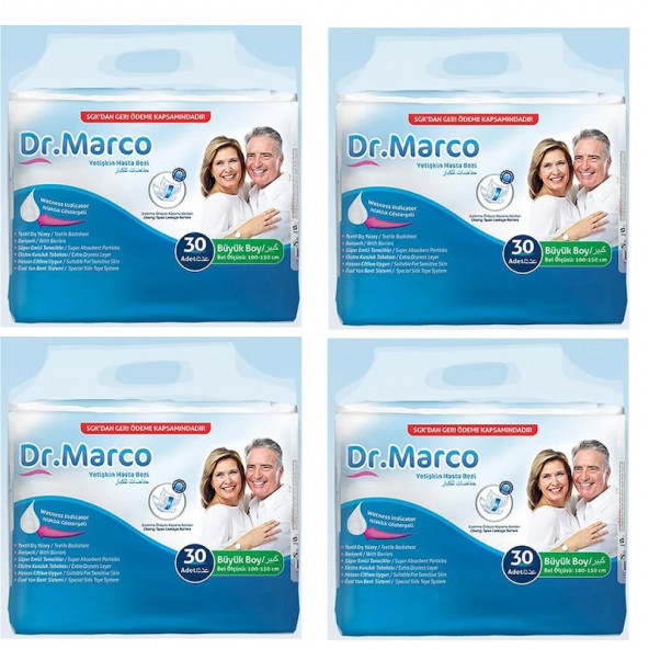 Dr. Marco Yetişkin Belbantlı Büyük Boy (L) Hasta Bezi 30'lu 4 Adet - 2