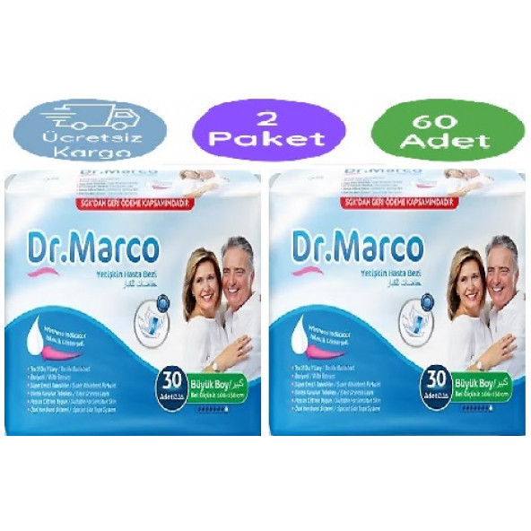 Dr. Marco Yetişkin Belbantlı Büyük Boy (L) Hasta Bezi 30'lu 2 Adet