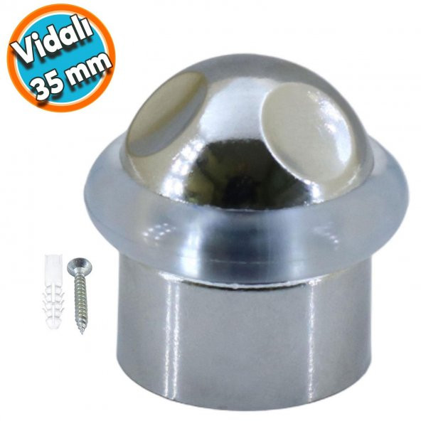 Kapı Stoperi Kapı Altı Durdurucu Tutucu Tamponu Silikonlu Contalı Stopu Vidalı Parlak Krom 35 mm