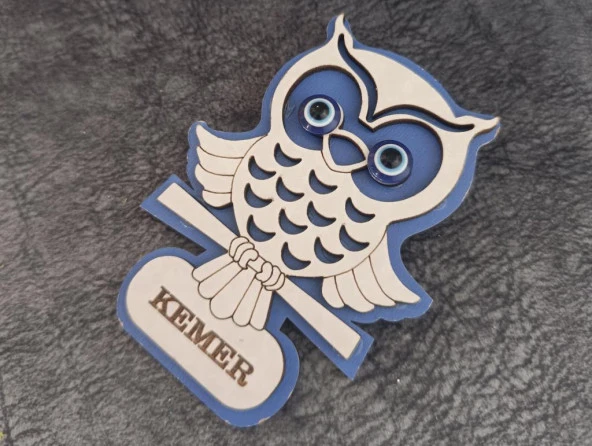 Magnet Baykuş Hayvan Nazar Boncuk Buzdolabı Süsü Ahşap Magnet Mıknatıslı Hediyelik Eşya - Resim 2