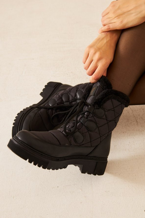 Albishoes M.P Kaymaz Taban Soğuk Geçirmez Suya Dayanıklı Kürklü Kadın Bot Postal Çizme Kışlık Bot - 7
