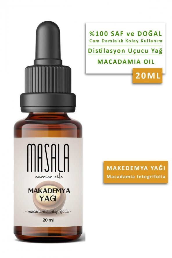 Masala Soğuk Pres Macadamia Yağı 20 ml. (Macadamia Carrier Oil) ürün görseli