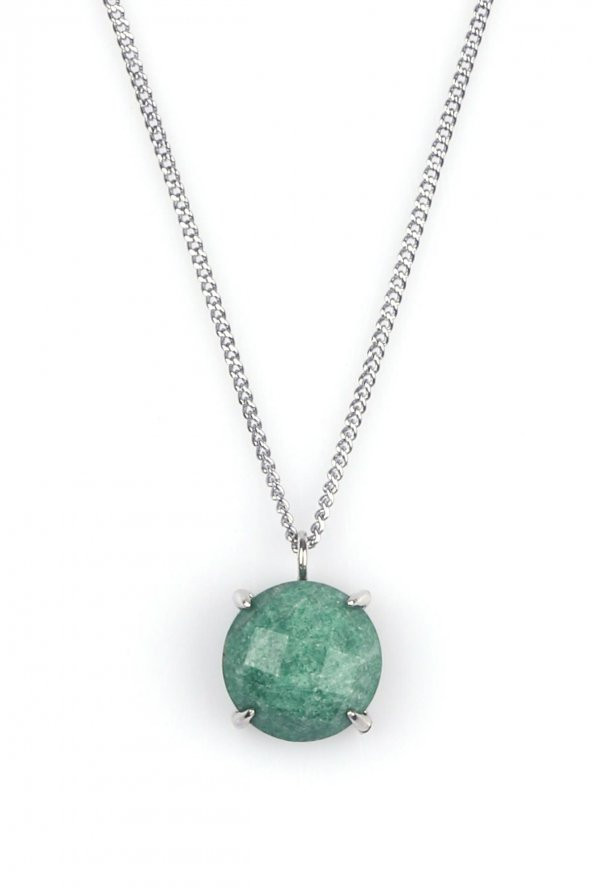 Amazonit Doğal Taş Gümüş Renkli Kolye ürün görseli