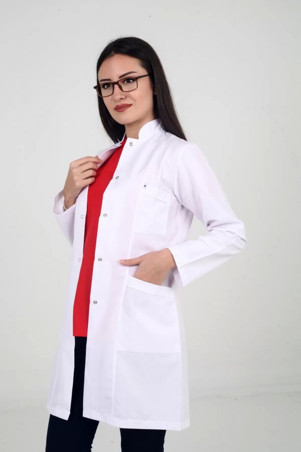 Uzun Boy Hakim Yaka Doktor Öğretmen Laboratuvar Önlüğü - 2