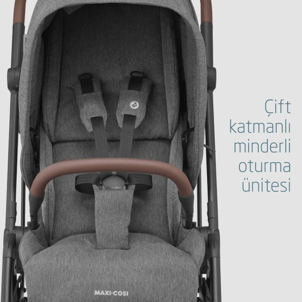 Maxi-Cosi Leona2 Çift Yönlü Uzatılabilir Sırt Desteği Tam Yatabilir Bebek Arabası Select Grey - 7
