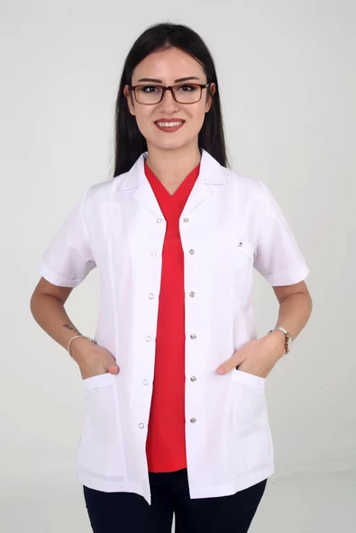 Kısakol Ceket Boy Gömlek Yaka Doktor Öğretmen Laboratuvar Önlüğü - 3