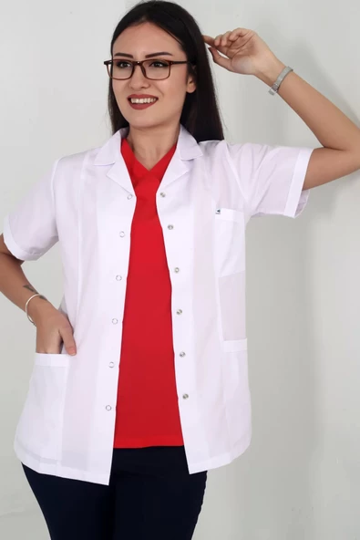Kısakol Ceket Boy Gömlek Yaka Doktor Öğretmen Laboratuvar Önlüğü - 4