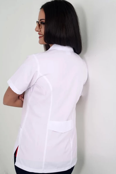 Kısakol Ceket Boy Gömlek Yaka Doktor Öğretmen Laboratuvar Önlüğü - 6