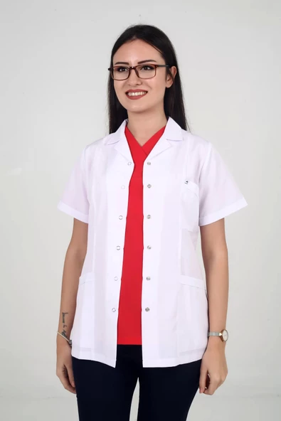 Kısakol Ceket Boy Gömlek Yaka Doktor Öğretmen Laboratuvar Önlüğü - 2