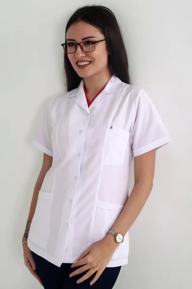 Kısakol Ceket Boy Gömlek Yaka Doktor Öğretmen Laboratuvar Önlüğü - 5
