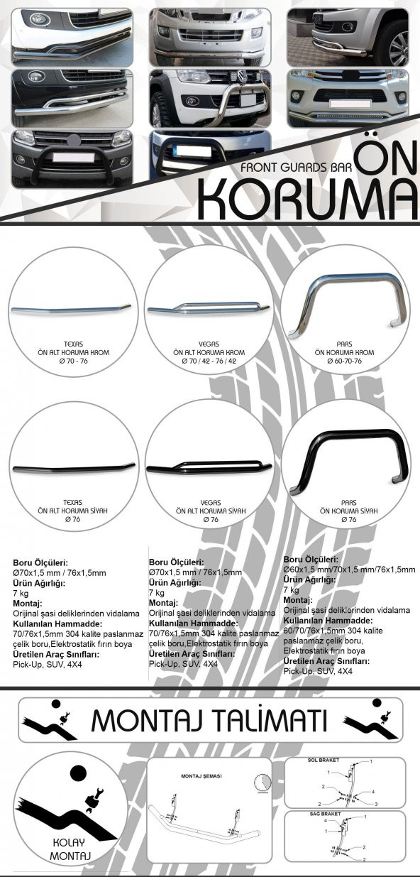 Volkswagen Amarok (2010+) - Ön Koruma - Pars - (P. Çelik) - (Çap-76) - 8