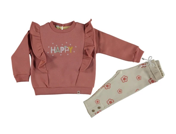 Via Girls 9-12-18 Ay Happy Baskılı Takım