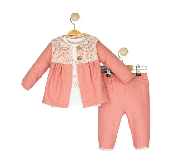 Nono Baby 3-12 Ay 6117 Tüllü Büzgülü Yakalı 3 Lü Takım