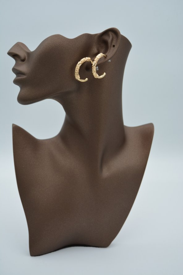 STONEAGE Halka Küpe Altın Kaplama Zarif Modern - Resim 2