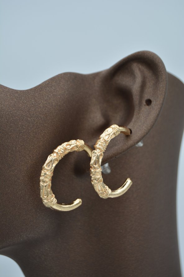 STONEAGE Halka Küpe Altın Kaplama Zarif Modern - Resim 4